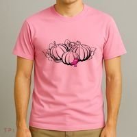 Breast Cancer Ribbon Pumpkin Fall T-Shirt thumb 3