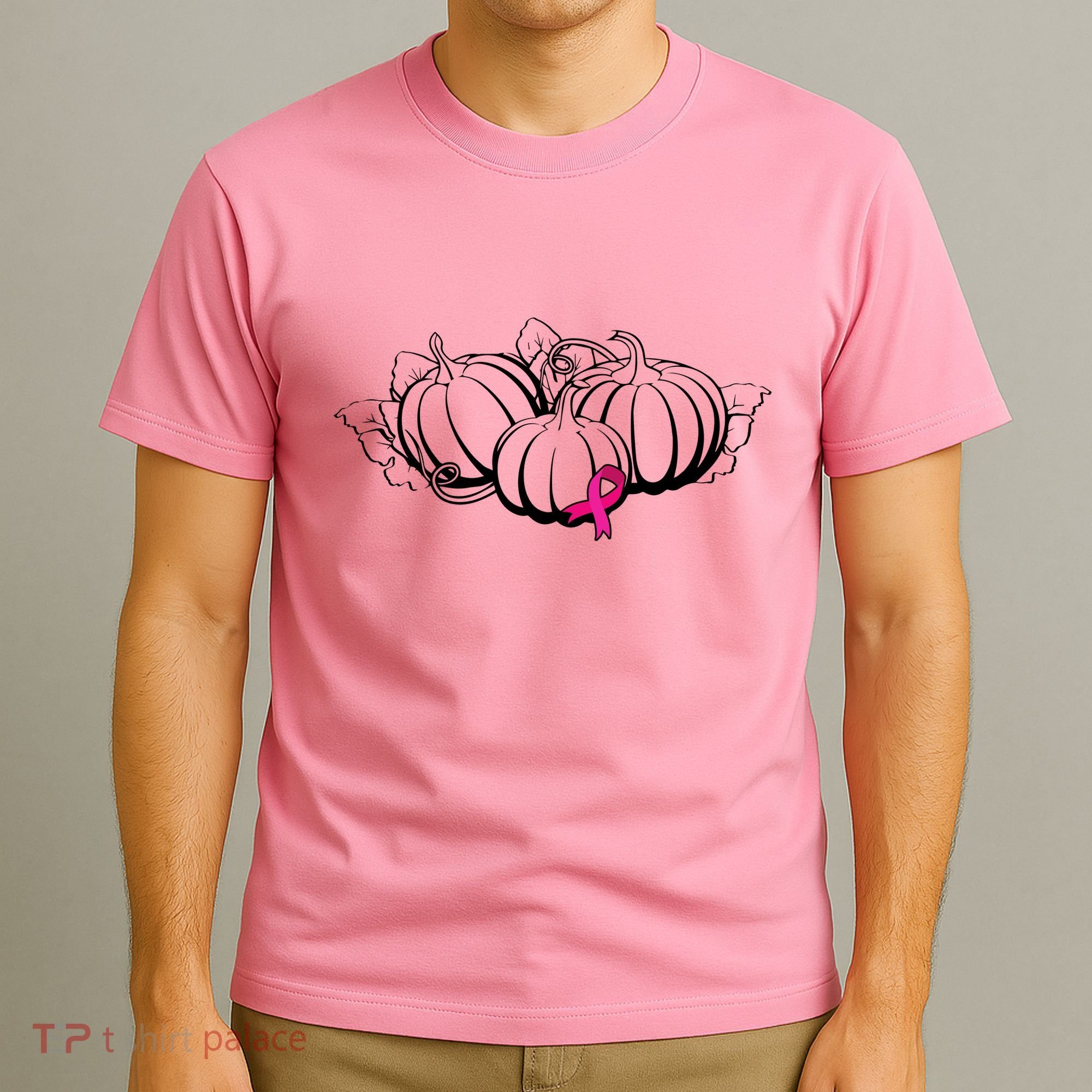 Breast Cancer Ribbon Pumpkin Fall T-Shirt