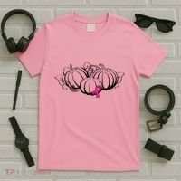 Breast Cancer Ribbon Pumpkin Fall T-Shirt thumb 5
