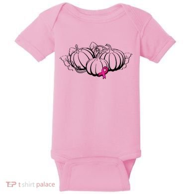 Breast Cancer Ribbon Pumpkin Fall Baby Bodysuit