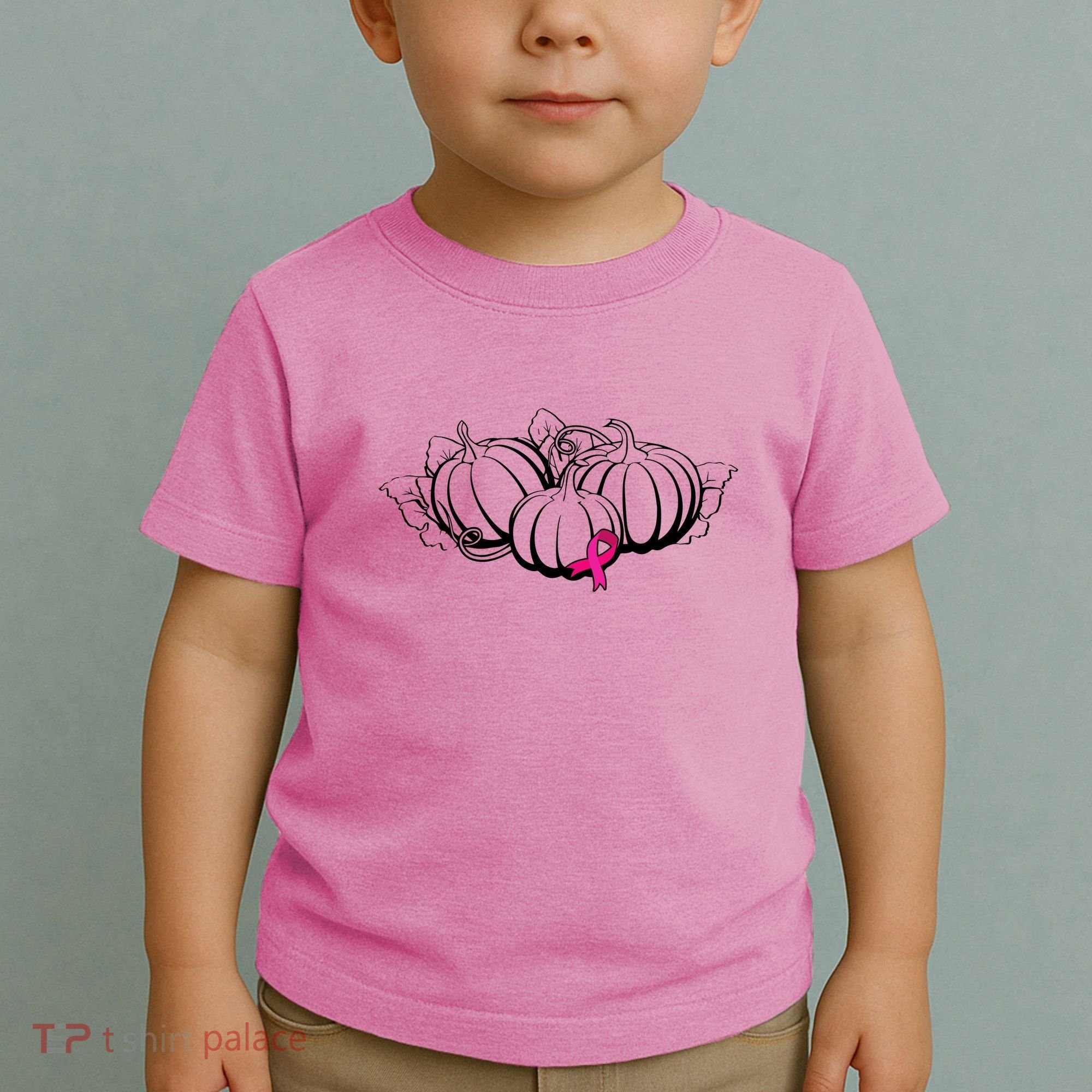 Breast Cancer Ribbon Pumpkin Fall Toddler T-Shirt