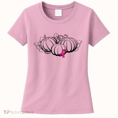 Breast Cancer Ribbon Pumpkin Fall Women's T-Shirt