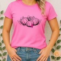 Breast Cancer Ribbon Pumpkin Fall Women's T-Shirt thumb 2