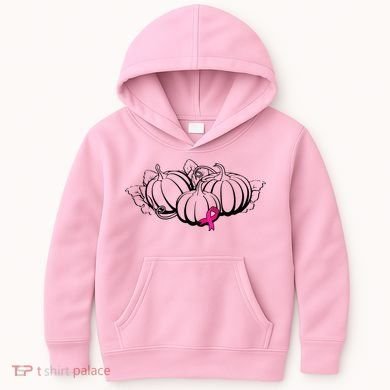 Breast Cancer Ribbon Pumpkin Fall Kids Hoodie