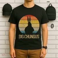Big Chungus Retro Sunset Vintage Dank Meme Big Chungus T-Shirt thumb 6