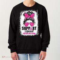 Breast Cancer Support Squad Messy Bun Warrior Awareness Women's Sweatshirt thumb 0
