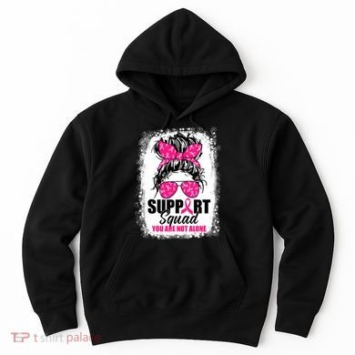 Breast Cancer Support Squad Messy Bun Warrior Awareness Hoodie