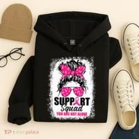Breast Cancer Support Squad Messy Bun Warrior Awareness Hoodie thumb 4