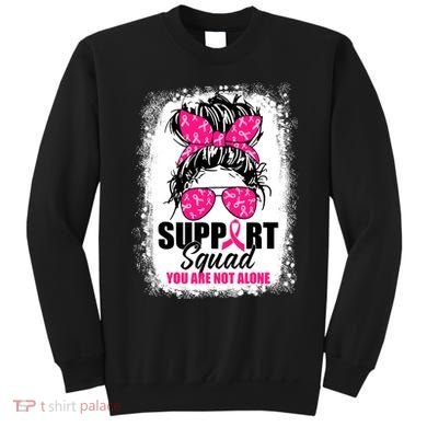 Breast Cancer Support Squad Messy Bun Warrior Awareness Sweatshirt