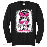 Breast Cancer Support Squad Messy Bun Warrior Awareness Sweatshirt thumb 0