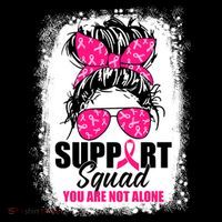 Breast Cancer Support Squad Messy Bun Warrior Awareness Sweatshirt thumb 3