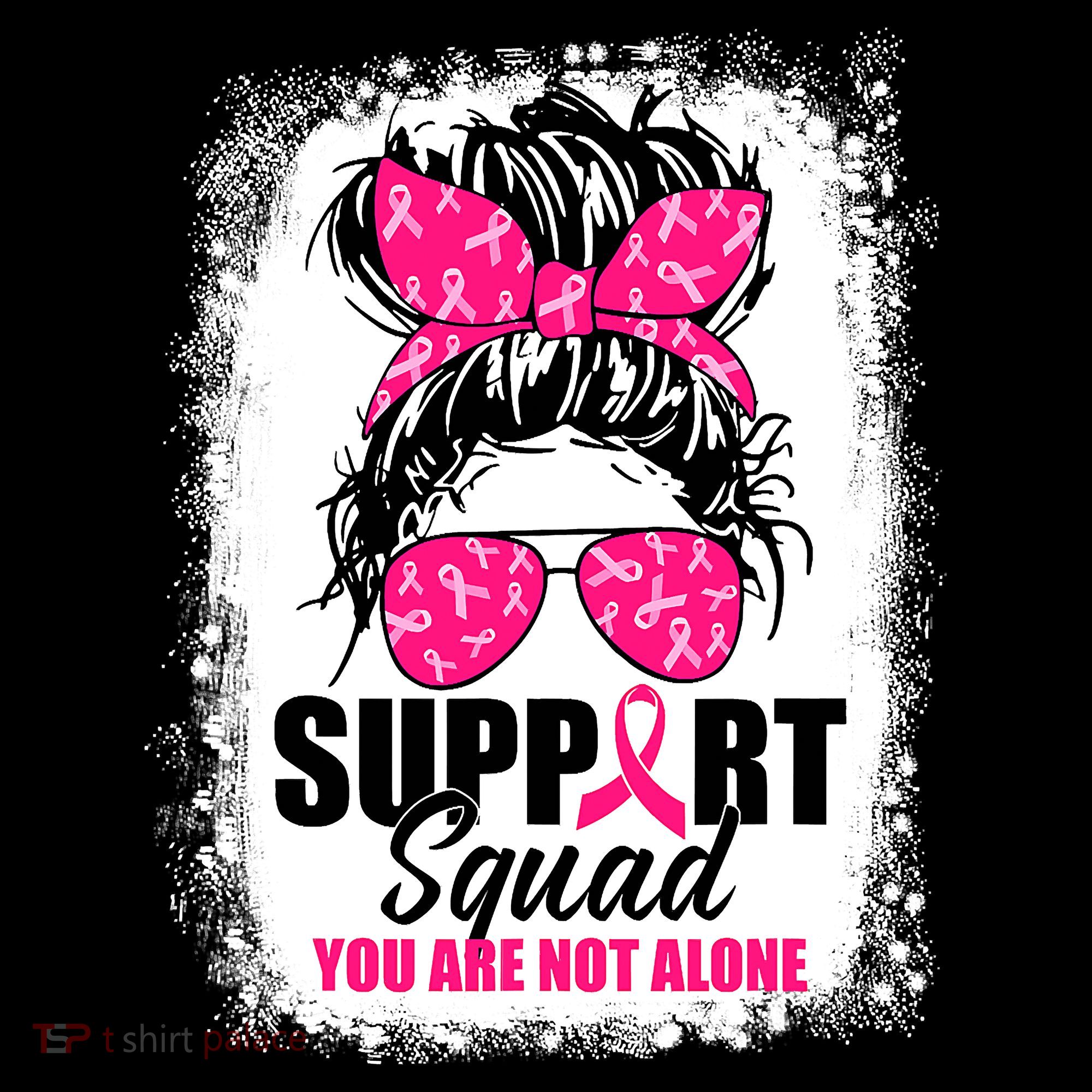 Breast Cancer Support Squad Messy Bun Warrior Awareness Sweatshirt
