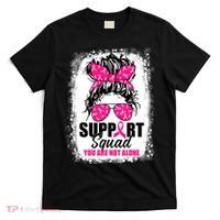 Breast Cancer Support Squad Messy Bun Warrior Awareness T-Shirt thumb 0