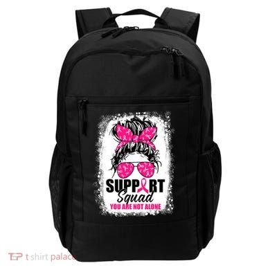 Breast Cancer Support Squad Messy Bun Warrior Awareness Backpack