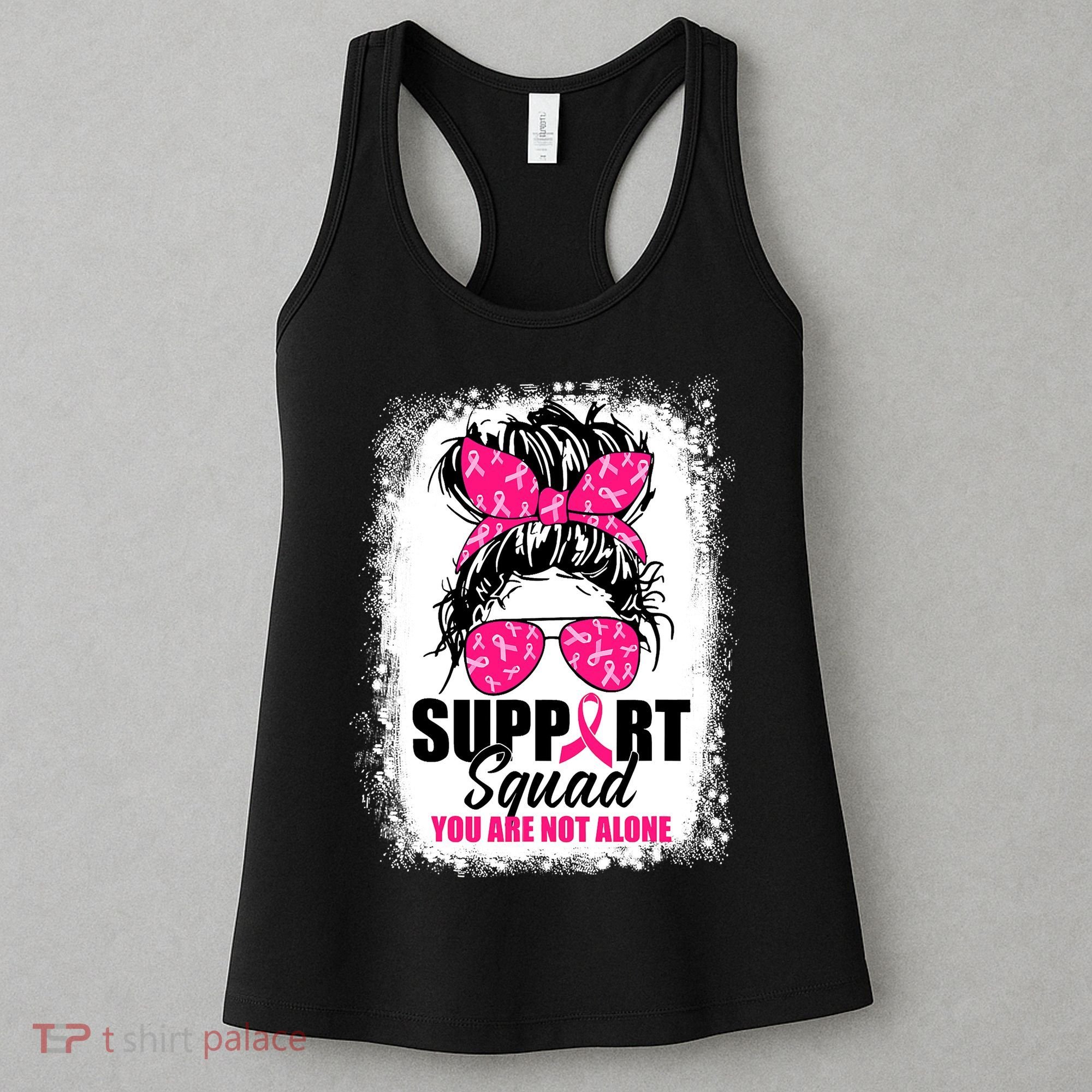 Breast Cancer Support Squad Messy Bun Warrior Awareness Women's Tank Top