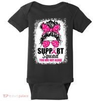 Breast Cancer Support Squad Messy Bun Warrior Awareness Baby Bodysuit thumb 0