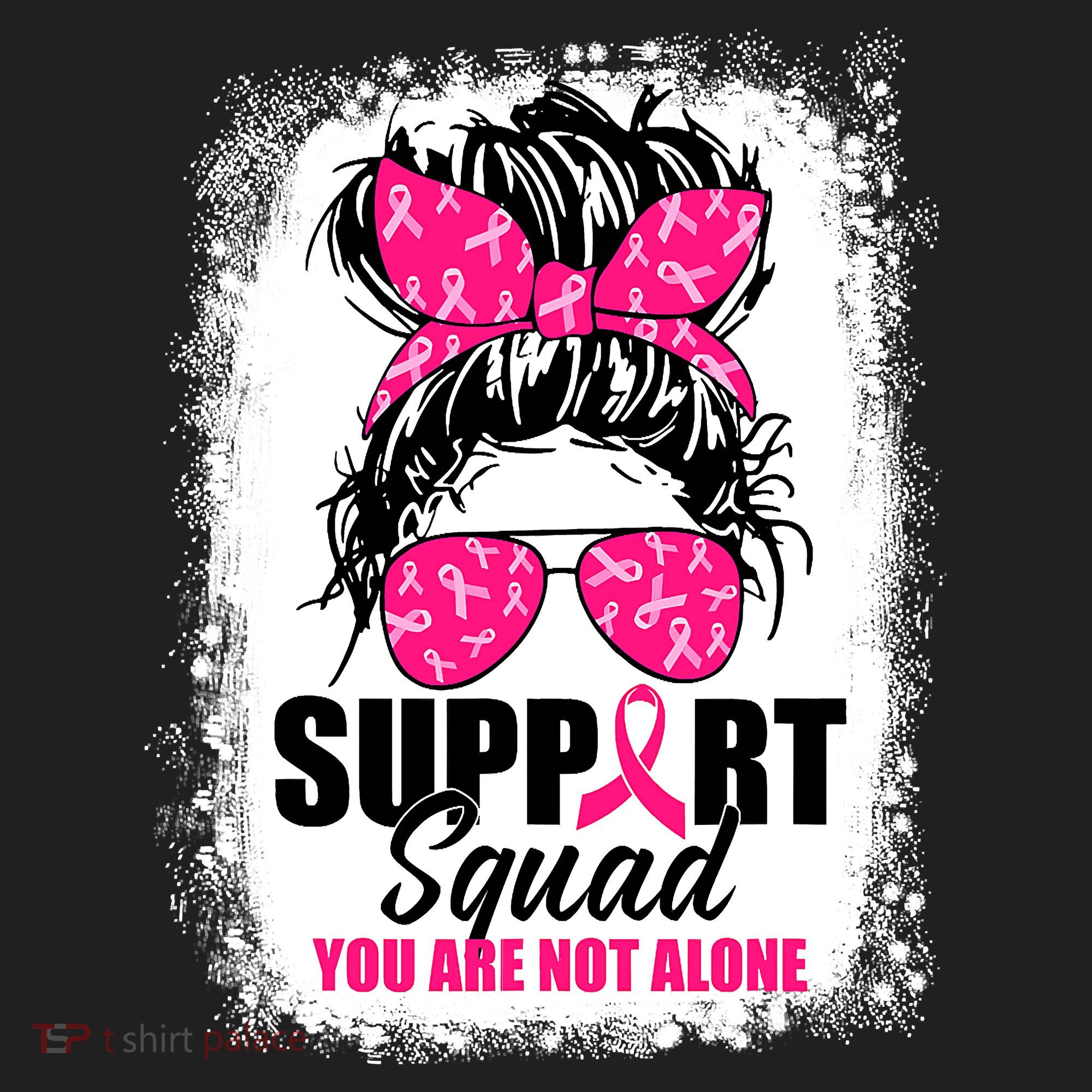Breast Cancer Support Squad Messy Bun Warrior Awareness Hat