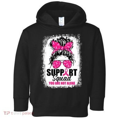Breast Cancer Support Squad Messy Bun Warrior Awareness Toddler Hoodie