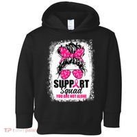 Breast Cancer Support Squad Messy Bun Warrior Awareness Toddler Hoodie thumb 0