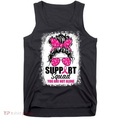 Breast Cancer Support Squad Messy Bun Warrior Awareness Tank Top