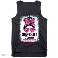 Breast Cancer Support Squad Messy Bun Warrior Awareness Tank Top thumb 0