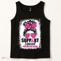 Breast Cancer Support Squad Messy Bun Warrior Awareness Tank Top thumb 2