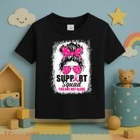 Breast Cancer Support Squad Messy Bun Warrior Awareness Toddler T-Shirt thumb 3