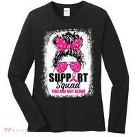 Breast Cancer Support Squad Messy Bun Warrior Awareness Women's Long Sleeve Shirt thumb 0
