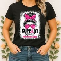Breast Cancer Support Squad Messy Bun Warrior Awareness Women's T-Shirt thumb 2