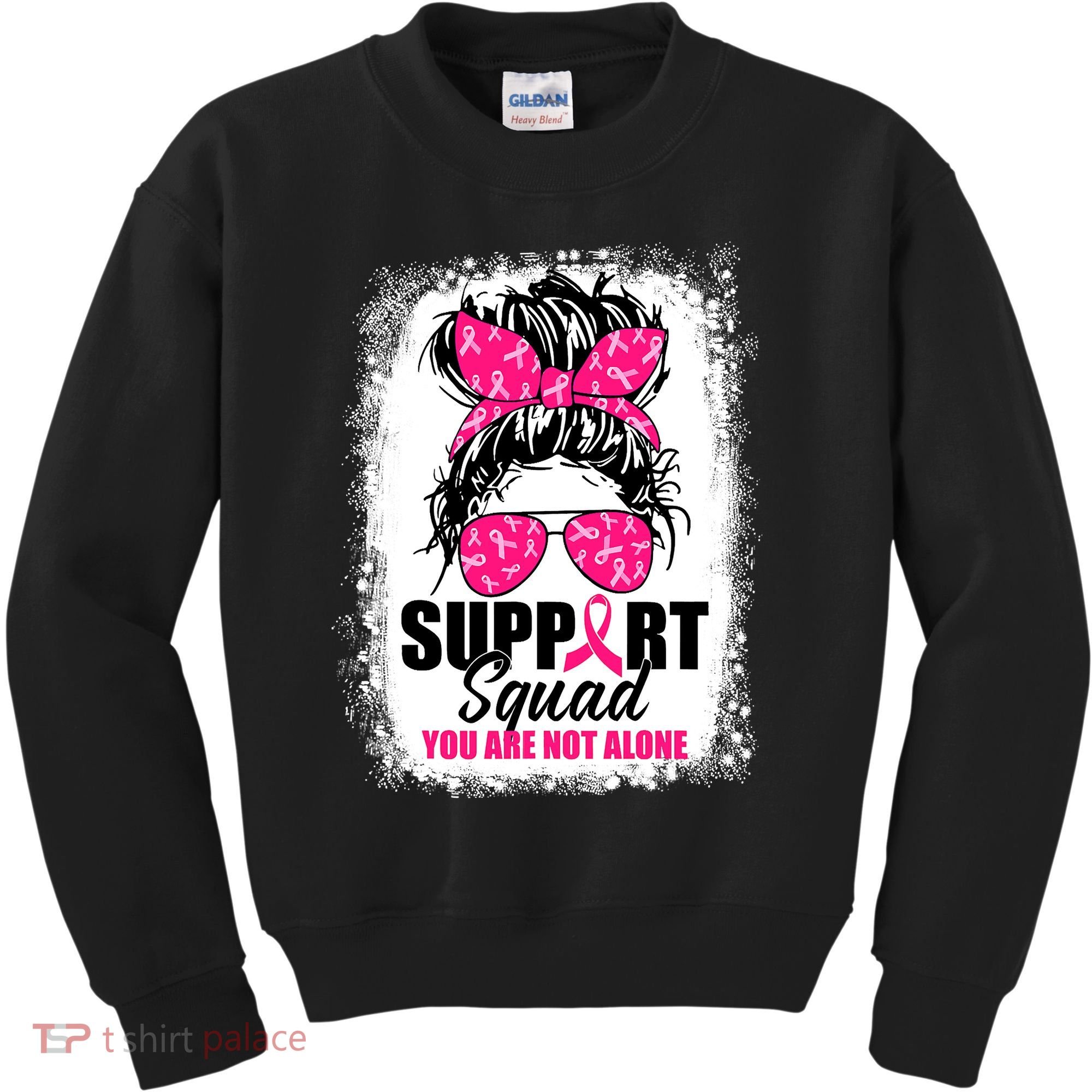 Breast Cancer Support Squad Messy Bun Warrior Awareness Kids Sweatshirt