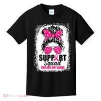 Breast Cancer Support Squad Messy Bun Warrior Awareness Kids T-Shirt thumb 0