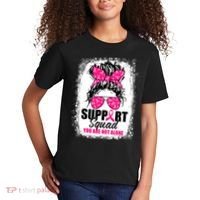 Breast Cancer Support Squad Messy Bun Warrior Awareness Kids T-Shirt thumb 2
