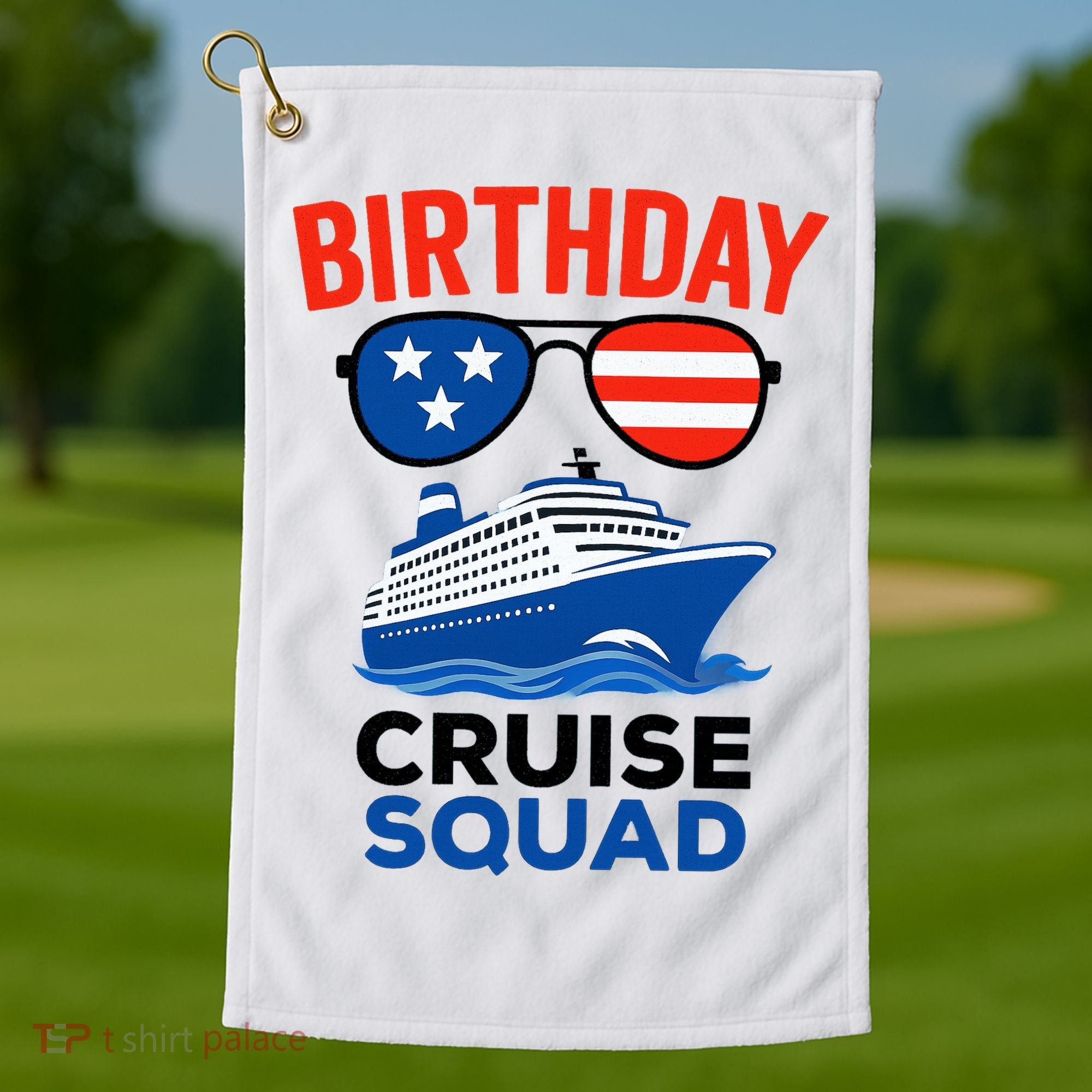 Birthday Cruise Squad USA America Golf Towel