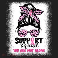 Breast Cancer Support Squad Messy Bun Pink Warrior Awareness Women's Sweatshirt thumb 2