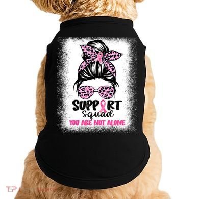 Breast Cancer Support Squad Messy Bun Pink Warrior Awareness Doggie Tank