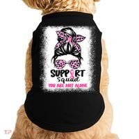 Breast Cancer Support Squad Messy Bun Pink Warrior Awareness Doggie Tank thumb 0