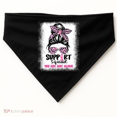 Breast Cancer Support Squad Messy Bun Pink Warrior Awareness USA-Made Doggie Bandana