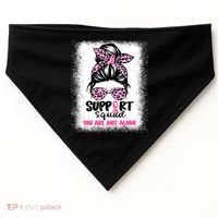 Breast Cancer Support Squad Messy Bun Pink Warrior Awareness USA-Made Doggie Bandana thumb 0