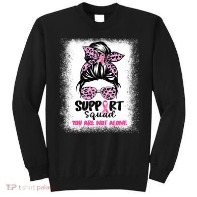 Breast Cancer Support Squad Messy Bun Pink Warrior Awareness Sweatshirt