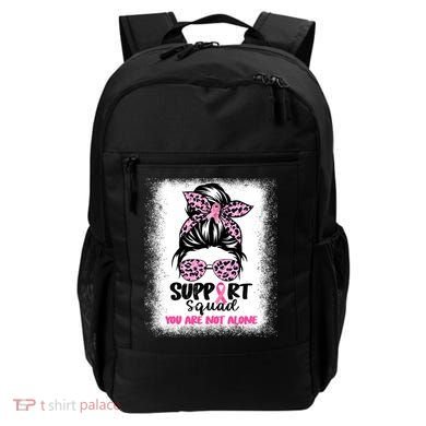 Breast Cancer Support Squad Messy Bun Pink Warrior Awareness Backpack