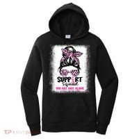 Breast Cancer Support Squad Messy Bun Pink Warrior Awareness Women's Hoodie thumb 0