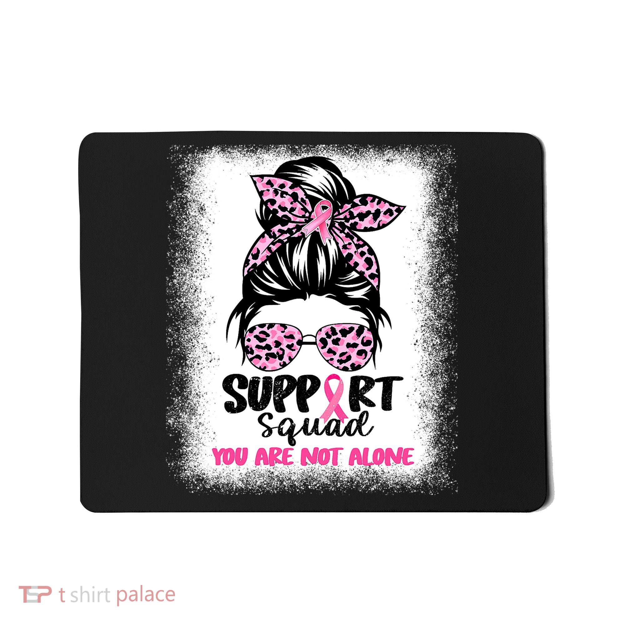 Breast Cancer Support Squad Messy Bun Pink Warrior Awareness Mousepad