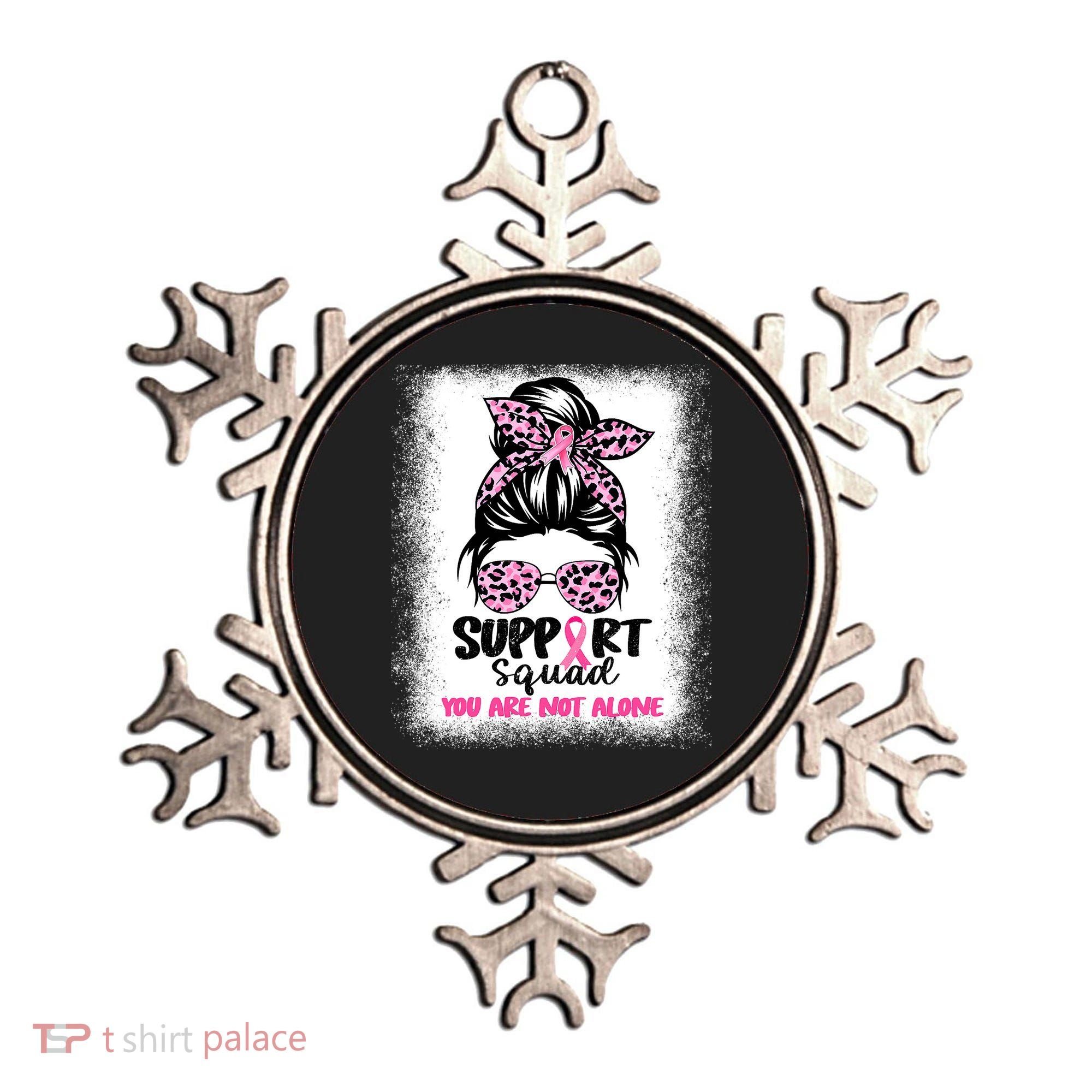 Breast Cancer Support Squad Messy Bun Pink Warrior Awareness Ornament