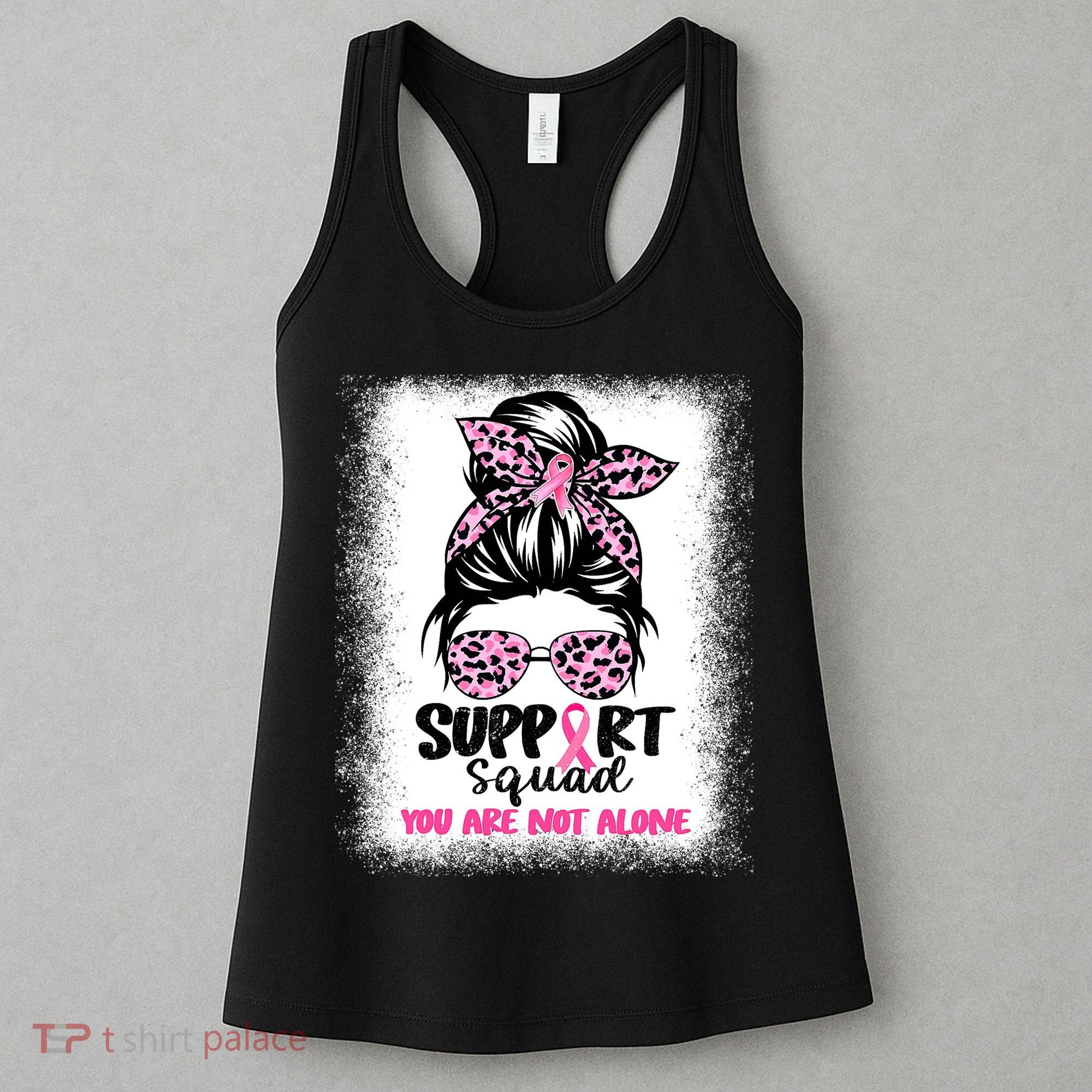 Breast Cancer Support Squad Messy Bun Pink Warrior Awareness Women's Tank Top