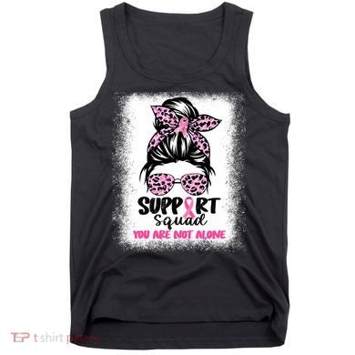 Breast Cancer Support Squad Messy Bun Pink Warrior Awareness Tank Top