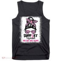 Breast Cancer Support Squad Messy Bun Pink Warrior Awareness Tank Top thumb 0