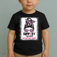 Breast Cancer Support Squad Messy Bun Pink Warrior Awareness Toddler T-Shirt thumb 2