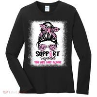 Breast Cancer Support Squad Messy Bun Pink Warrior Awareness Women's Long Sleeve Shirt thumb 0