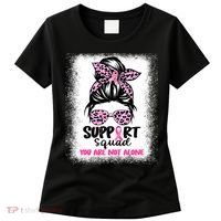 Breast Cancer Support Squad Messy Bun Pink Warrior Awareness Women's T-Shirt thumb 0