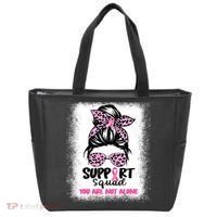 Breast Cancer Support Squad Messy Bun Pink Warrior Awareness Tote Bag thumb 0